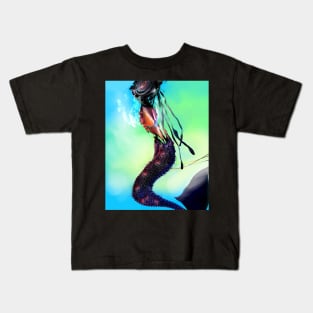 Robot Mermaid undersea siren with a speaker for a face Kids T-Shirt